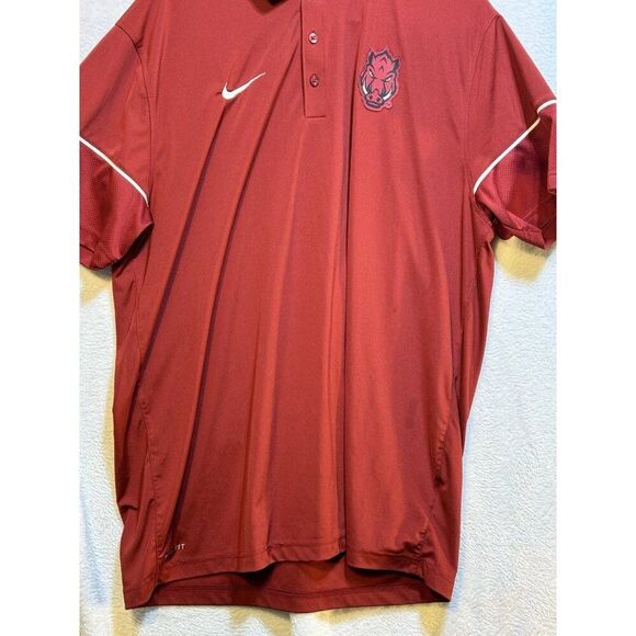 Arkansas Razorbacks On-Field Polo Shirt MENS XL Nike Dri-Fit Crimson Red Hogs - Picture 1 of 5